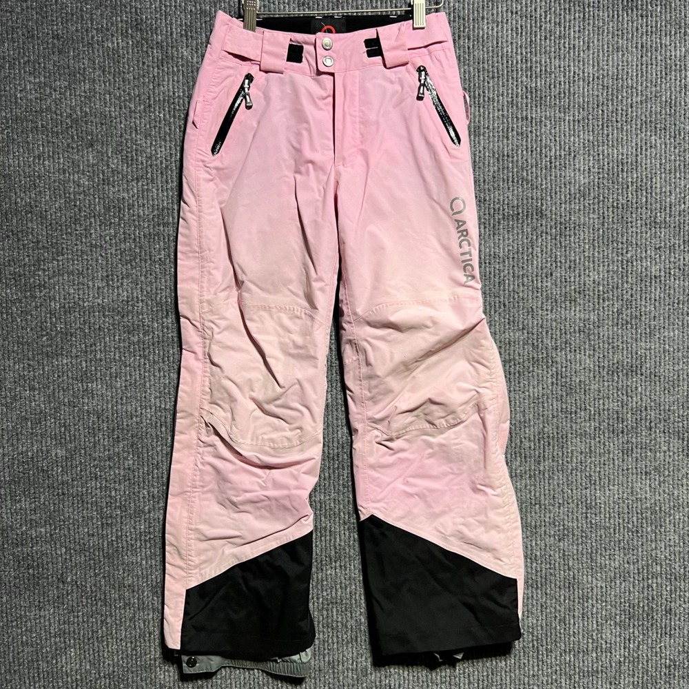 Arctica Ski Pants Youth Small Pink Black Full Side Zip Snowboard Insulated